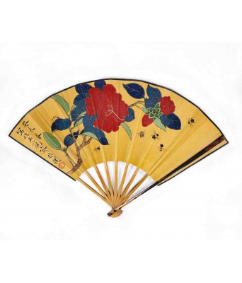 Yu feian Ma hen Flower and Calligraphy Fan