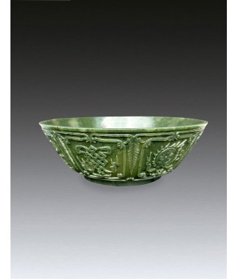 An Imperial Chinese Spanish Jade Eight Treasure Bowl Qing Qianlong 1736-1796