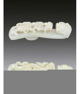 Two of White Jade Dragon Hook Qing Dynasty 1644-1912