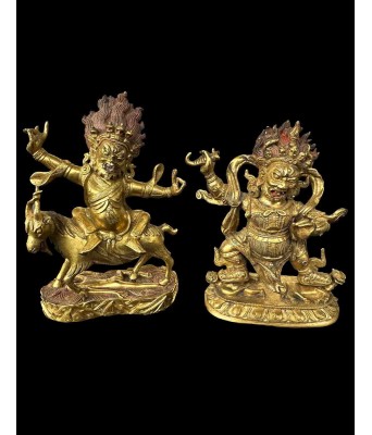 Two Tibet Gilt Bronze Buddha Qing Qianlong Period 1736-1796